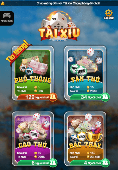 Game bài đổi thưởng tài xỉu